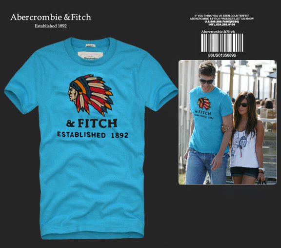 Abercrombie Fitch Hombres De Cuello Redondo Con Gente Fotos Corto Remera AF5671
